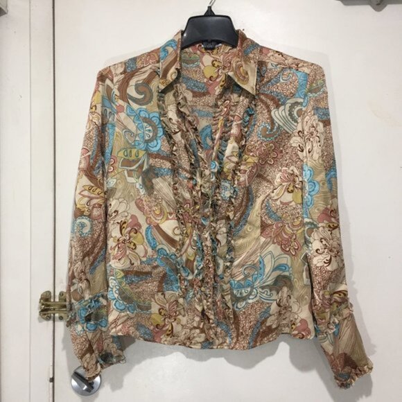 ORWELL MULTICOLOR SILK BLOUSES SIZE 12 - Picture 2 of 6